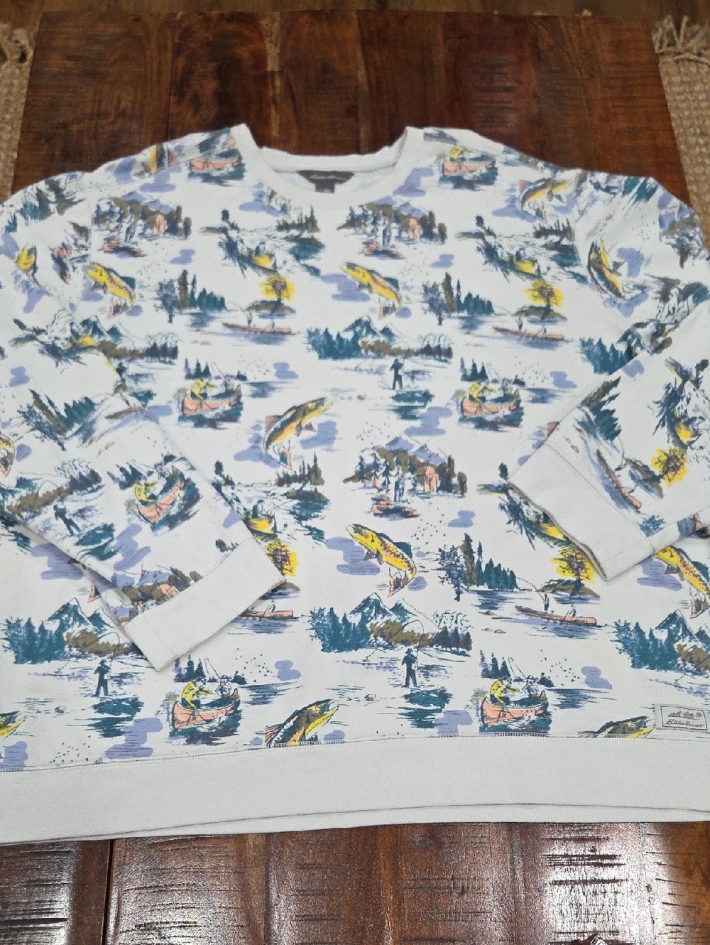 Eddie Bauer Fish Themed Crewneck Sweatshirt Size 2XL